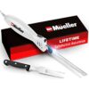 Mueller Ultra-Carver Electric Knife for Carving Meats, Poultry, Bread & More | Stainless Steel Blades, Powerful Motor, Ergonomic Handle, One-Touch On/Off Button, Serving Fork Included, White